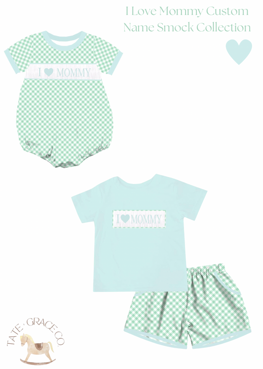 I Love Mommy Custom Name Smock Collection (Boys)