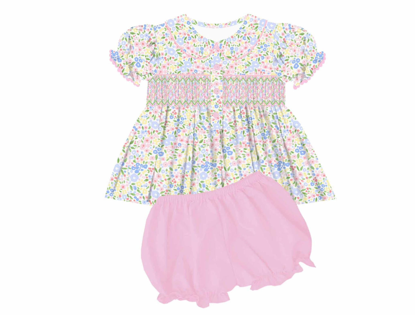 Scarlett’s Floral Geometric Smocked Collection